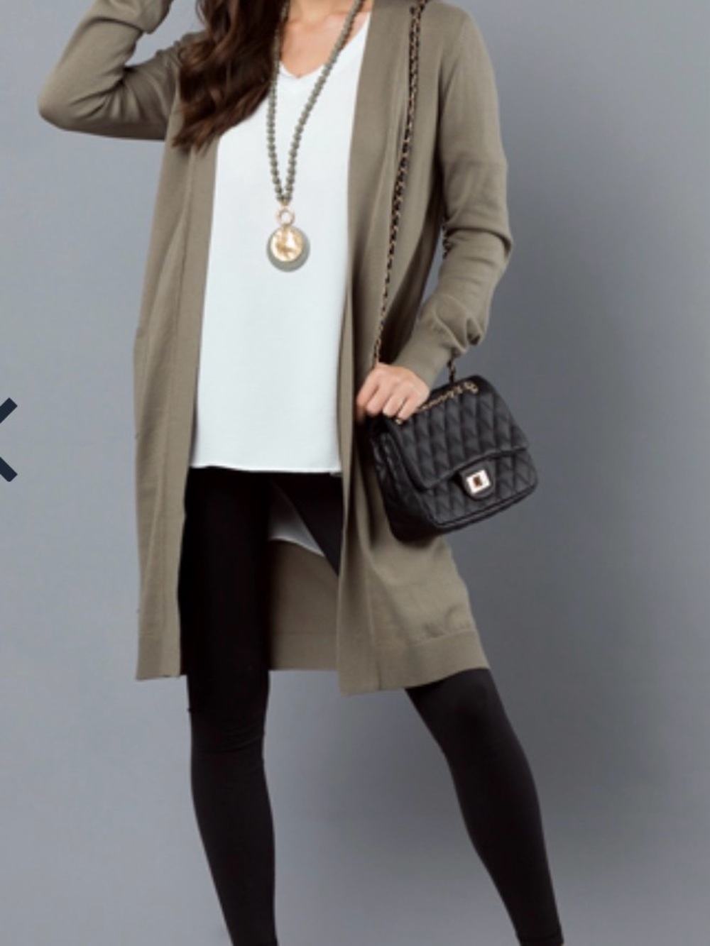 Long Open Front Cardigan Duster – Neutral Olive/Taupe – Medium – NWT”